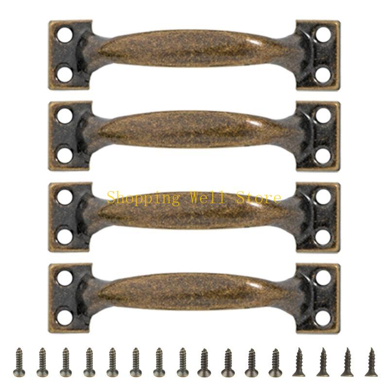 KX4B Set Of 4 Drawer Pulls for Kitchen Or Garage Cabinets Iron Barn Door Knob Handles