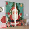 2 Stück, 2D-Flachdruck Vorhänge & Fensterdekoration Weihnachtsmann und Baum Polyester Einfache Montage (ohne Stange) Perfekte Heimdekoration