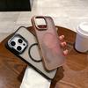 Fashion Purple Stripe Clear Magsafe Case for iPhone 16 14 15 Plus 11 12 13 15 Pro Max Wireless Charging Magnetic Matte Cover