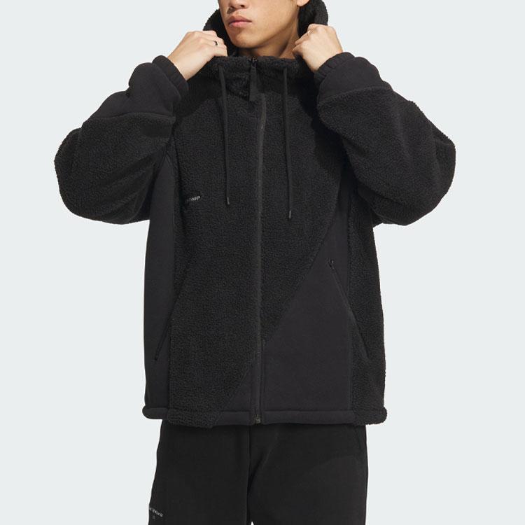 adidas Lounge Jacket With Solid Color Logo Patch Men Outerwear Black IP4973