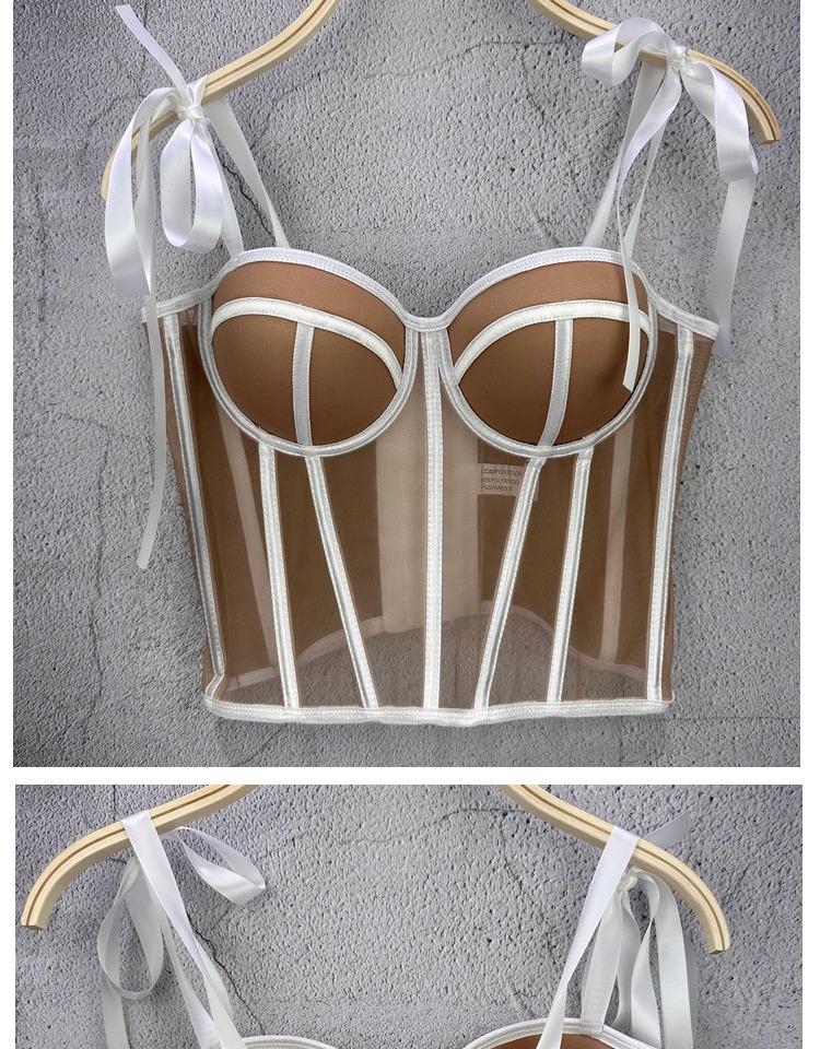 Γαλλικό Γλυκό & Πικάντικο Γυναικείο Μπαντό Τοπάκι με Κορδόνια - Σέξι Τοπ που Σφίγγει τη Μέση