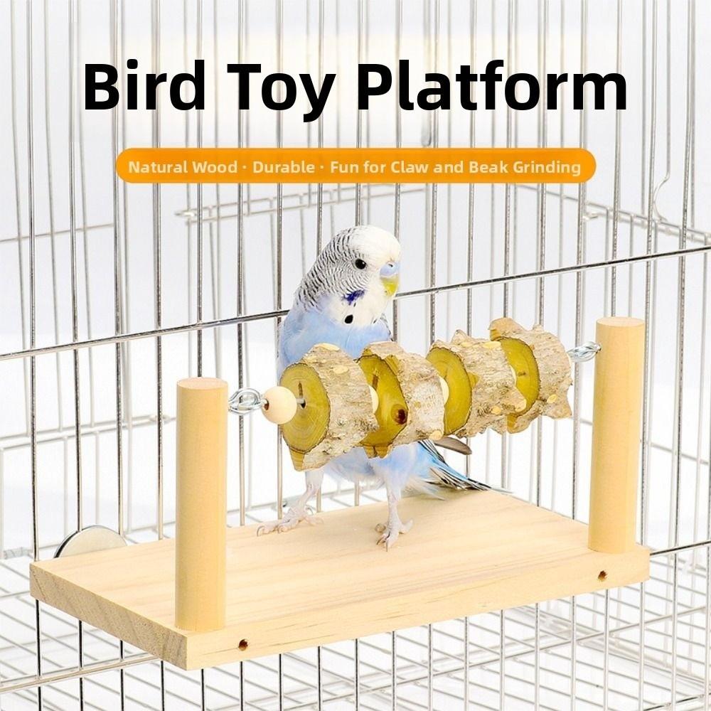 Wear-resisting Parrot Perch Stand Natural Wooden Bird Teeth Chew Toy  Parakeet