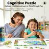 Dinosaur World Puzzle 90 Pieces, Educational Toy for Kids Ages 3-5, Logic & Concentration Game with Storage Bucket