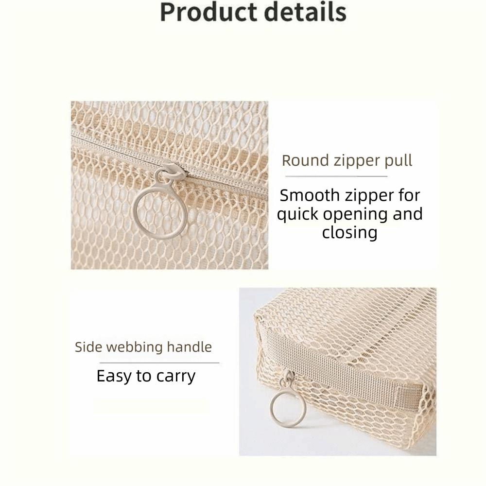 Zipper Mesh Makeup Storage Bag Handheld Multifunctional Mesh Clothing Bag  Travel