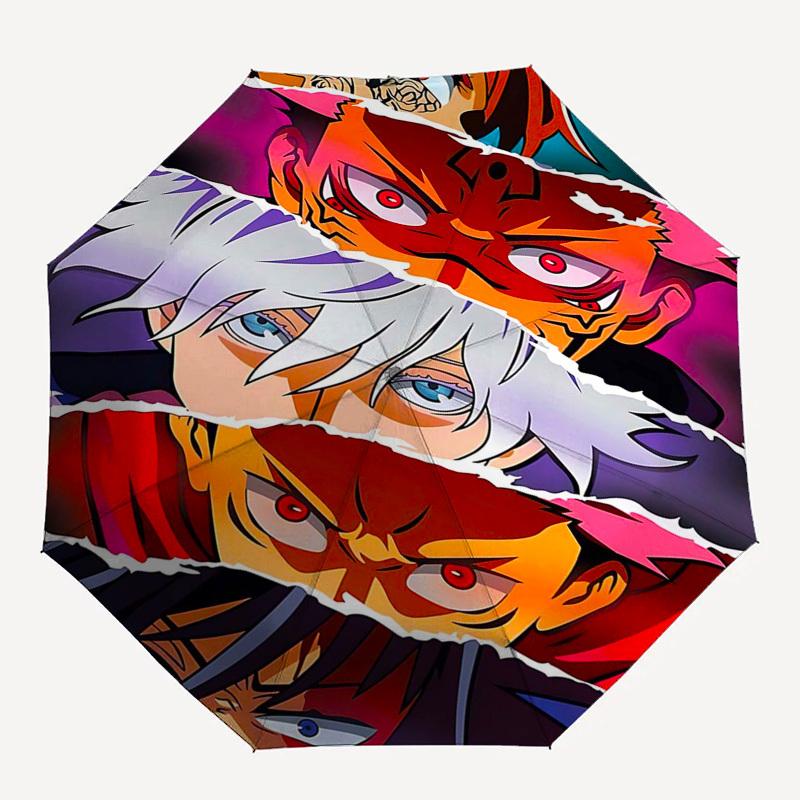 1pc Jujutsu Kaisen Characters Auto-Folding Umbrella Portable 3-Fold Design with Iron Frame, Perfect for Fans, Travelers, Daily Use, and Gifts.M055