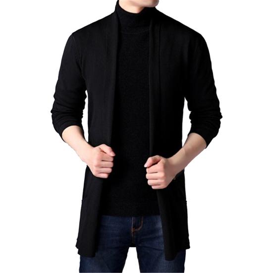 Winter Coat Solid Color Slim Casual Cardigan Warm Men Sweater Coat for Daily Wear