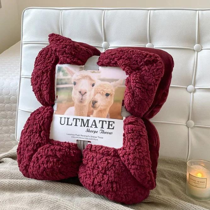 

Модное популярное одеяло из овечьей шерсти, однотонное утолщенное одеяло, одеяла для обеденного перерыва, теплая простыня Mantas De Cama Cobijas 150x200