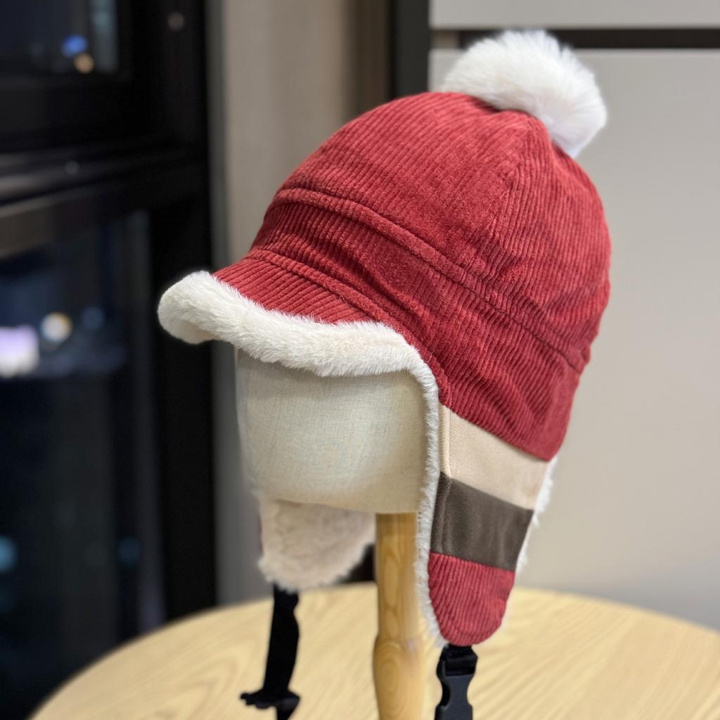 Neuer Winter Plüsch Ohrenschutz Hut für Damen Cord Plus Samt Warmer Donnerhut Kälteschutz Entenzunge Pilotenmütze Trend