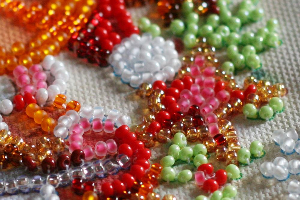 Mini Kit for Embroidery with Beads On Natural Artistic Canvas Abris Art New Year's Miracles