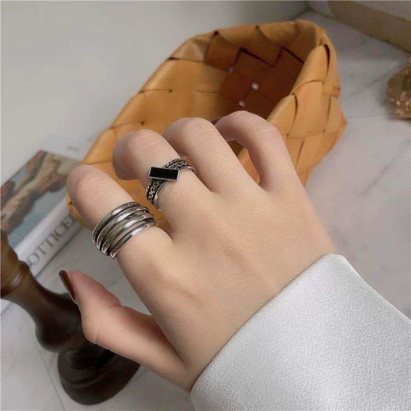 Retro European & American Open Punk Ring for Women - Trendy Japanese & Korean Style Woven Bracelet, Simple Student Index Finger Ring.