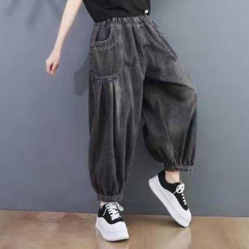 

Джинсовые брюки Харун для женщин Свободный крой Оверсайз Дизайн с эластичным поясом M