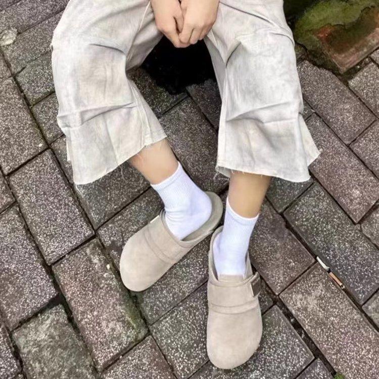 Velcro Boken shoes half-drag women's summer wear 2025 new one-pedal soft-soled bag head single shoes are comfortable