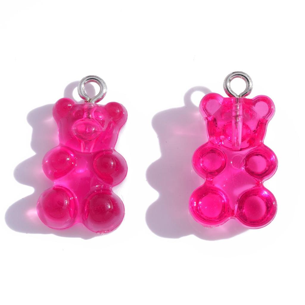 Colorful Transparent Bear Resin Pendant for DIY Jewelry and Keychains