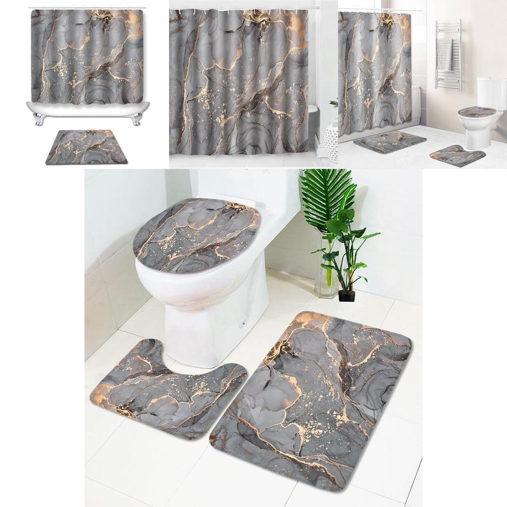 Duschdraperi med marmormönster i vattentåligt material för elegant badrum