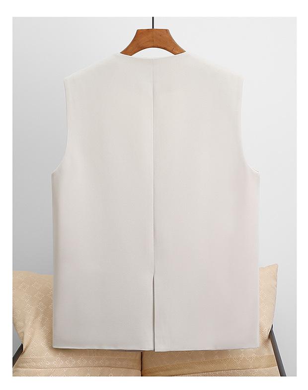 2025 Women's Slim V-Neck Sleeveless One-Button Vest - Spring/Autumn
