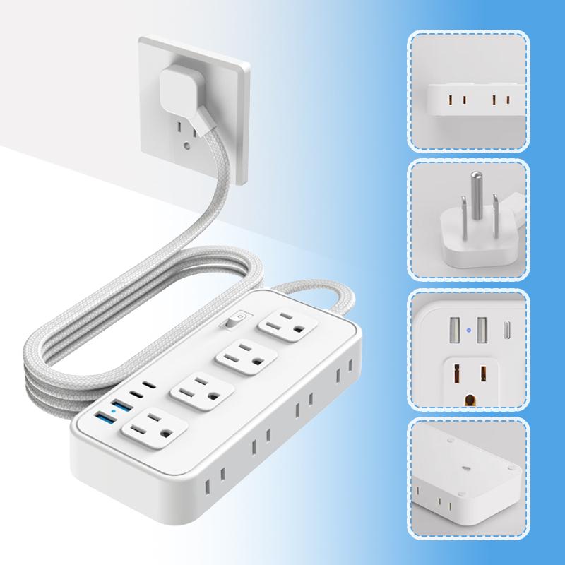 US Standard 8-Hole Socket Strip with Multiple Sockets Extension Cord for Home Power Strip with USB Ports Extension Sockets