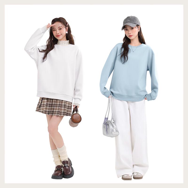 MJ STYLE Women's Milk Silk Crew Neck Long-Sleeve Sweatshirt