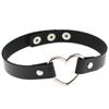 PU Leather Choker Necklace Punk Style Heart Shape Pendant Adjustable Snap Closure Neck Band for Women Girls Accessories