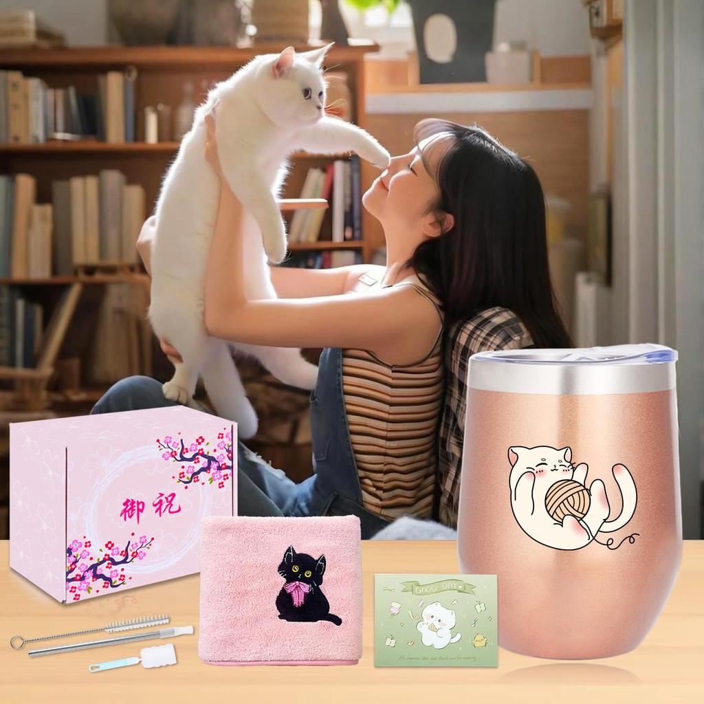 Cute Cat Gift for Birthday Present for or Female Popular Gift with Cat Insulated for Hot or Cold with Lid and Practical and Makes a Lovely Day Gift