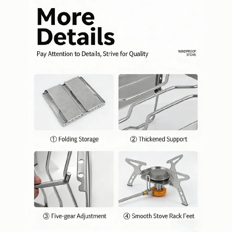 Windproofs Triangular Brackets Camping Burners 3500W High Efficiency Burners Metal Texture Suitable for Outdoor Cooking