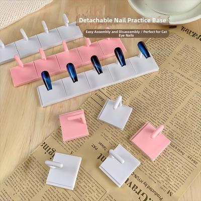 10Pcs Cat's Eye Suction Nail Practice Display Stand Press On Nail Display Base  Nail Art
