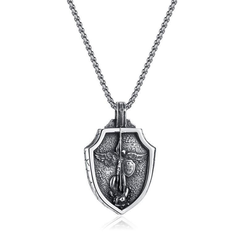 Trendy Retro Necklace Men s Stainless Steel Battle Angel Warrior Titanium Pendant Hip-hop