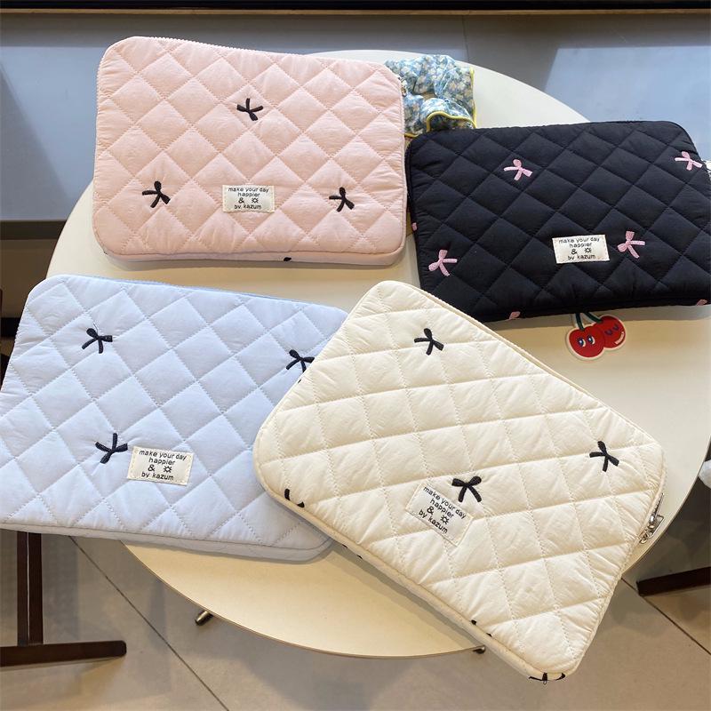 Korean Style Cute Bow iPad Tablet Inner Bag - Niche Design Tablet Pouch