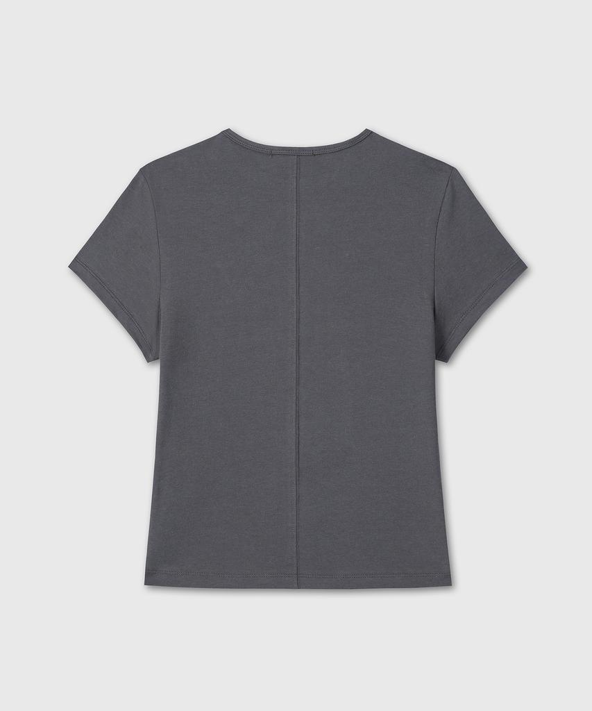 Daibeuinumeon Slim Fit Semi Crop T-Shirts (Charcoal)