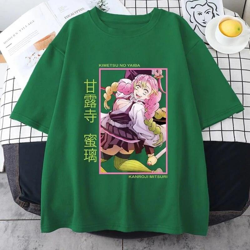 New Kanroji Mitsuri Graphic Print T Shirt Women Summer Casual Round Neck Cozy Short Sleeve Streetwear Fashion Anime Tees