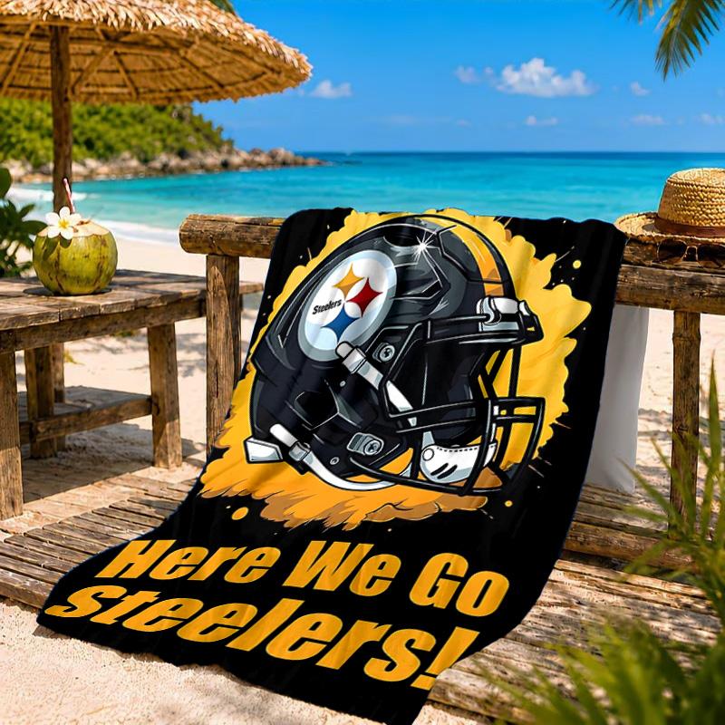 Asciugamano da Spiaggia Logo Pittsburgh Steelers, Asciugatura Rapida, Facile da Curare, Adatto Sia per il Fitness che per le Vacanze al Mare, Essenziale Sportivo