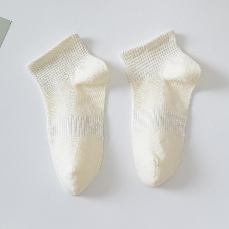 

Антибактериальные носки из чистого хлопка, женские летние тонкие короткие носки, сетчатые дышащие женские короткие носки, спортивные носки-следки от скатывания 1 pair молочный белый