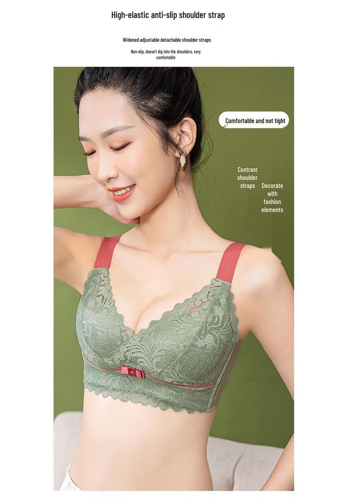 Thailand Vollumschließender kabelloser BH in Übergröße mit Latex-Spitze - Schlankmachender Look, Sammelt Achselfett, Verstellbare Passform