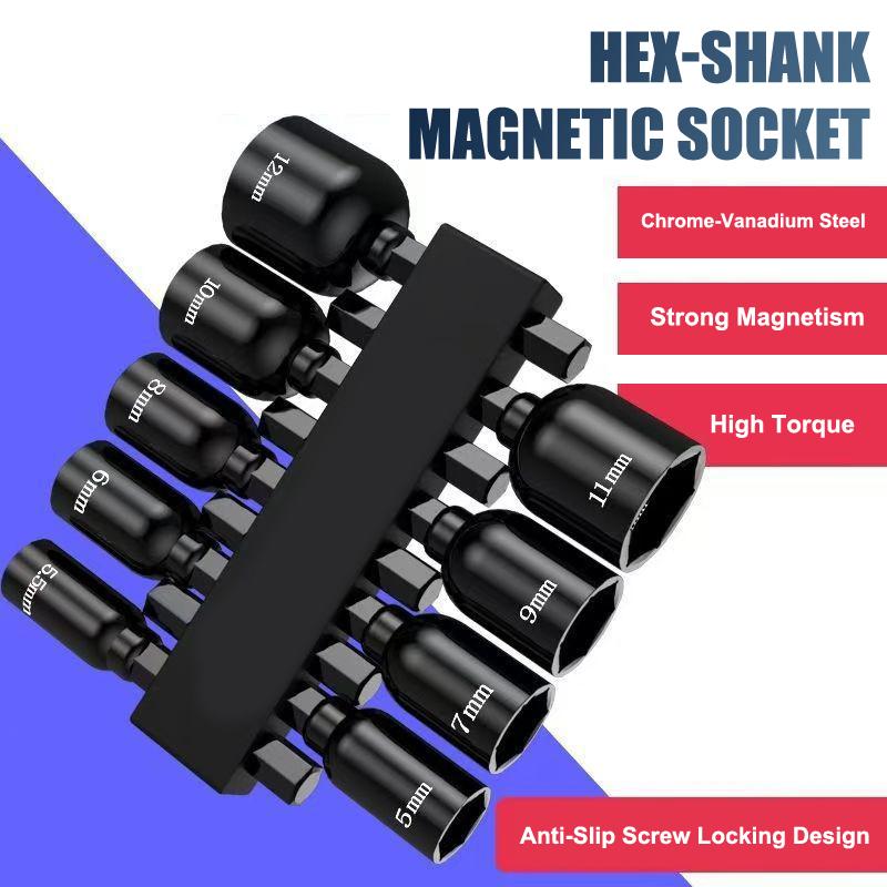 9Pcs Metric Hex Socket Drill Bits Chuck Adapter Power Nut Driver Set Electronic Hex Key Socket Kit With 1/4 Inch Hex Shank