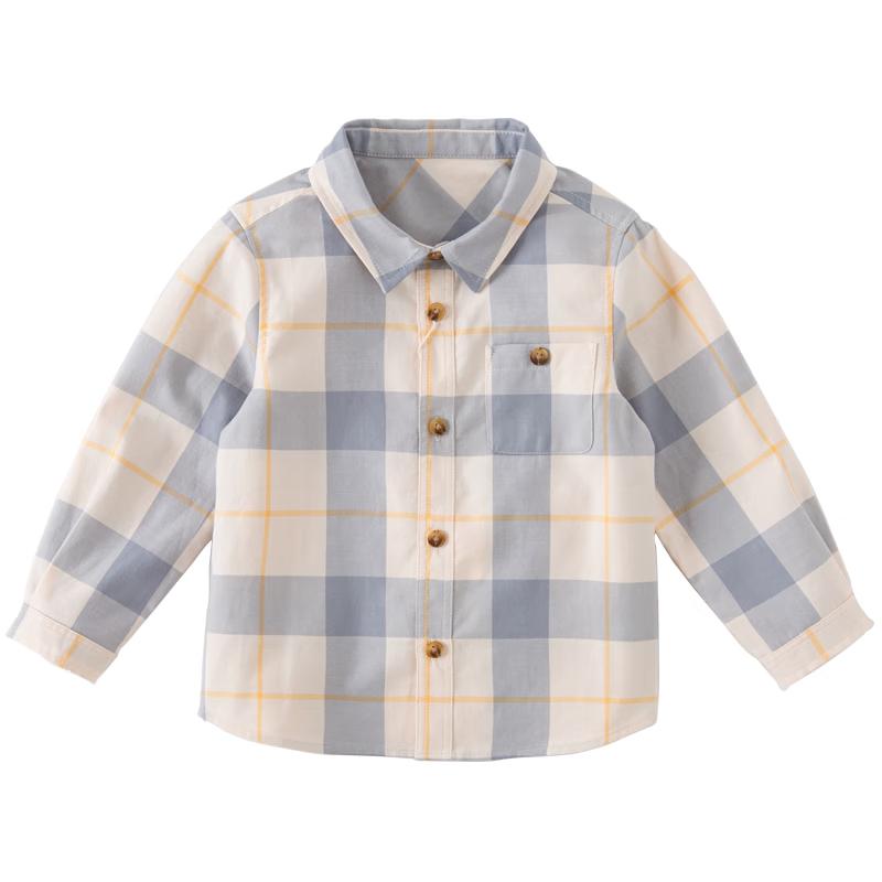 Boys  Plaid Long Sleeve Cotton Shirt 90cm