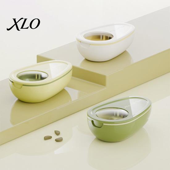 Portable Pill Container Box with Cutter, Stainless Steel Blade Compact Weekly Medication Case, Lightweight Large Capacity Dispenser for Daily