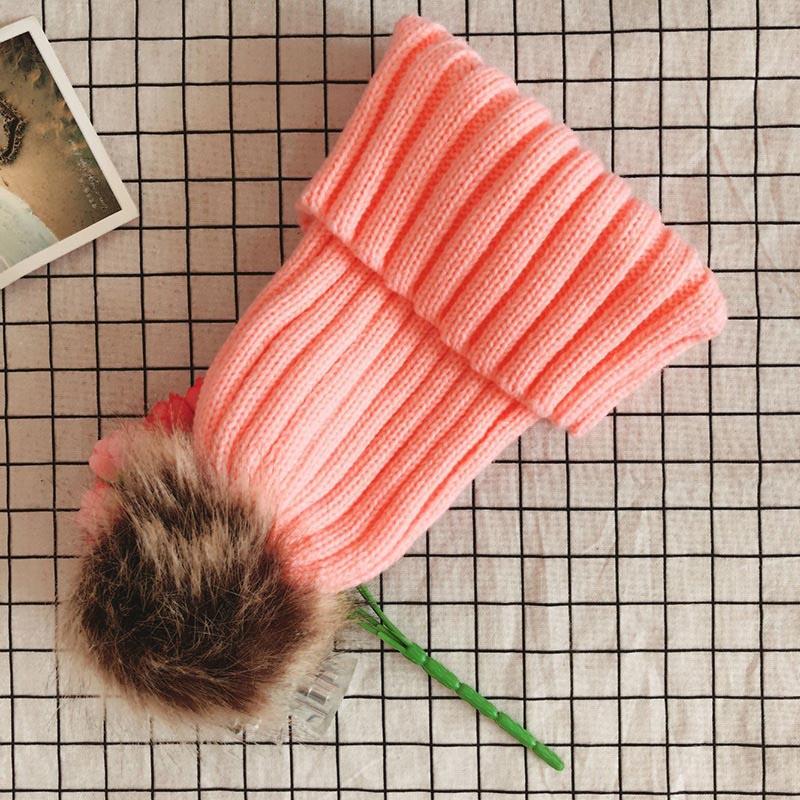 Cozy Womens Winter Hat With Fluffy Pom-pom And Stylish Folded Cuff Design