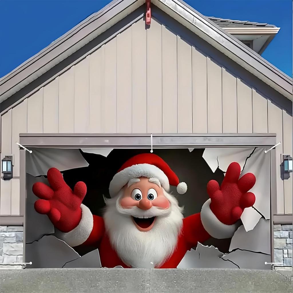 7*16ft Christmas Garage Door Cover, Large Garage Door Christmas Decoration, Garage Banner, Cheerful Garage Mural