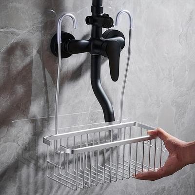 Space Aluminum Shower Caddy Wall-Mounted Bathroom Organizer for Shampoo Soap Contemporary Style Multi-Purpose Storage Basket