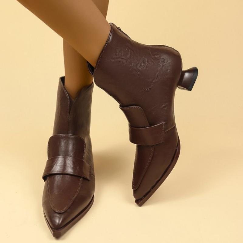 2025 New Fashion Booties Autumn New Pointed Toe Rear Zipper Anti-Slip Wear-Resistant Alien Follower Boots