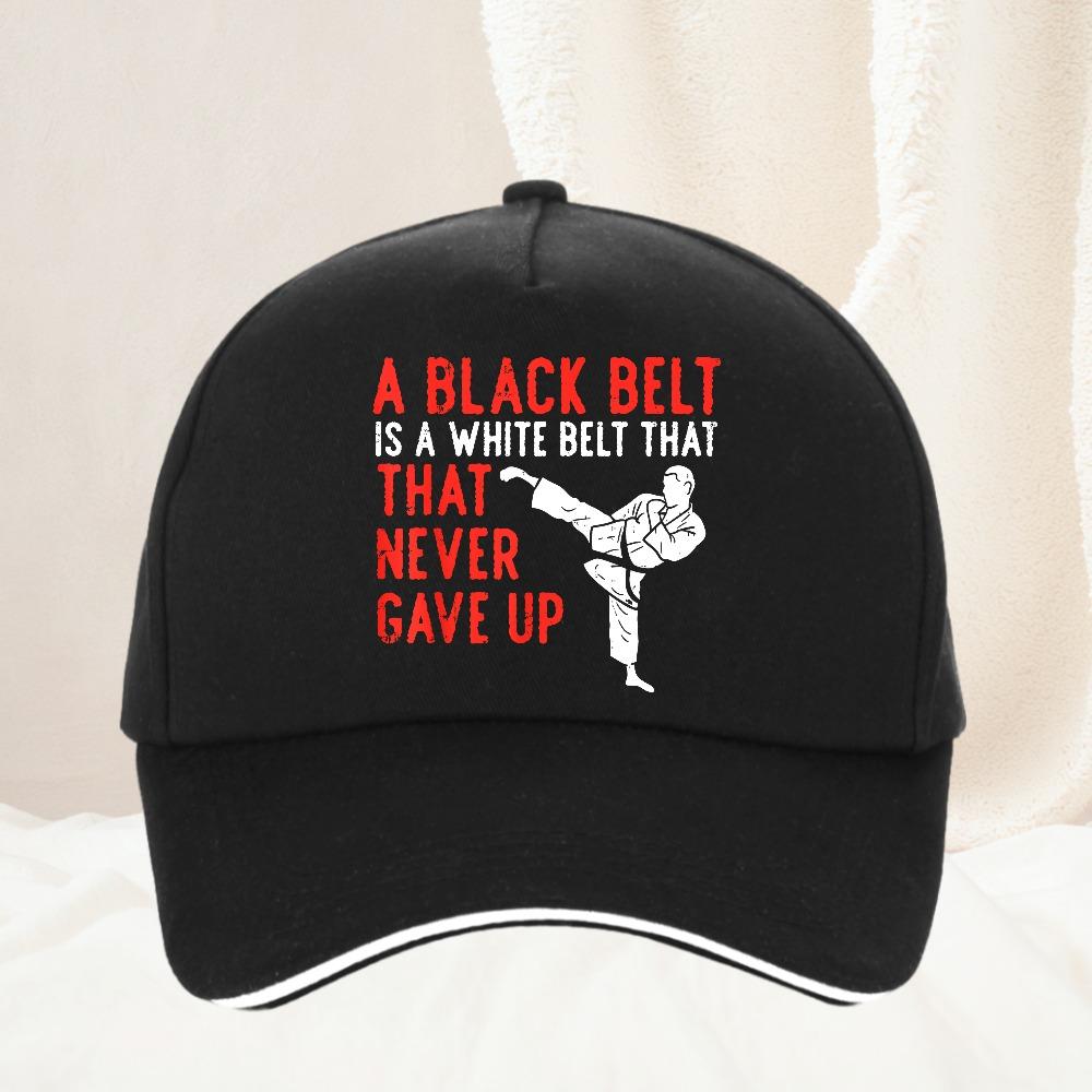 Black Belt Never Gave Up Karate Taekwondo Inspirational Baseball Cap Adjustable Dad Hat boxing training hats
