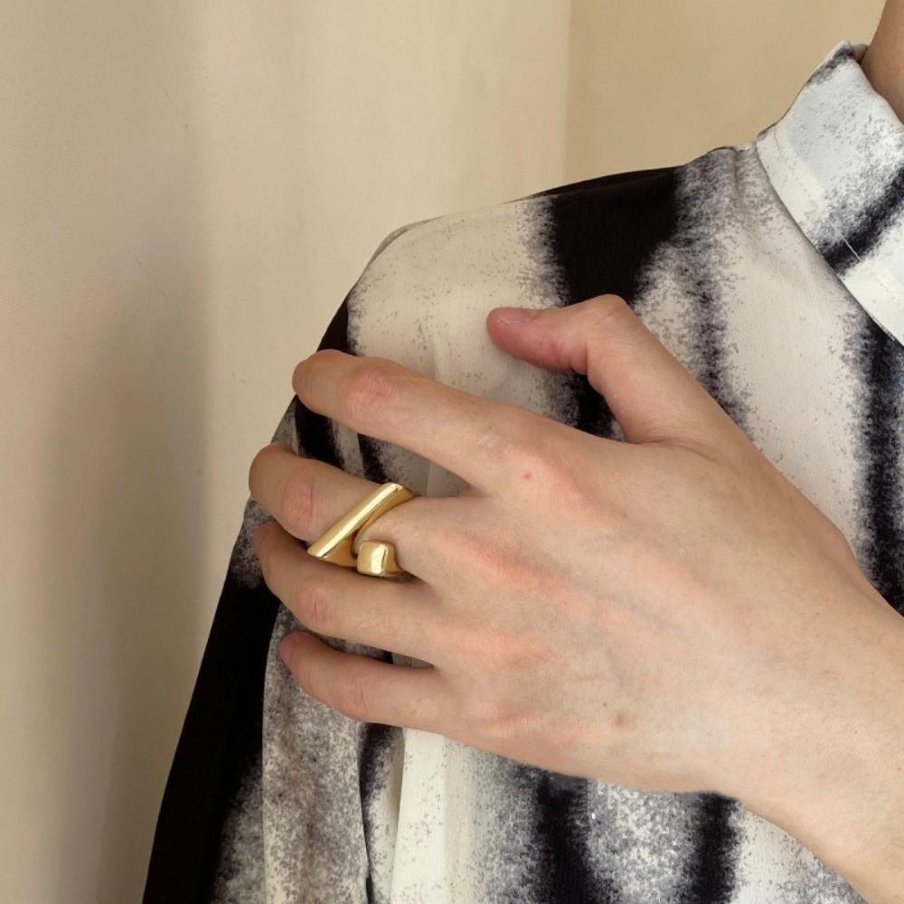 Adjustable Finger Ring Geometric Silver Plated Open Ring Irregular Ring  For Party Birthday Gift