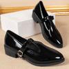 Moda Wiosna 2025 Czółenka Damskie z Paskiem T i Grubym Obcasem Vintage Szpiczasty Nosek Średni Obcas Buty Damskie Duży Rozmiar Skóra PU Buty Mujer