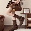 A Pair Cotton Material Boot-Fit Sock Covers Retro Style Heavy-Duty Knitted Knitted Sock Covers Thickened Warm Stretchable