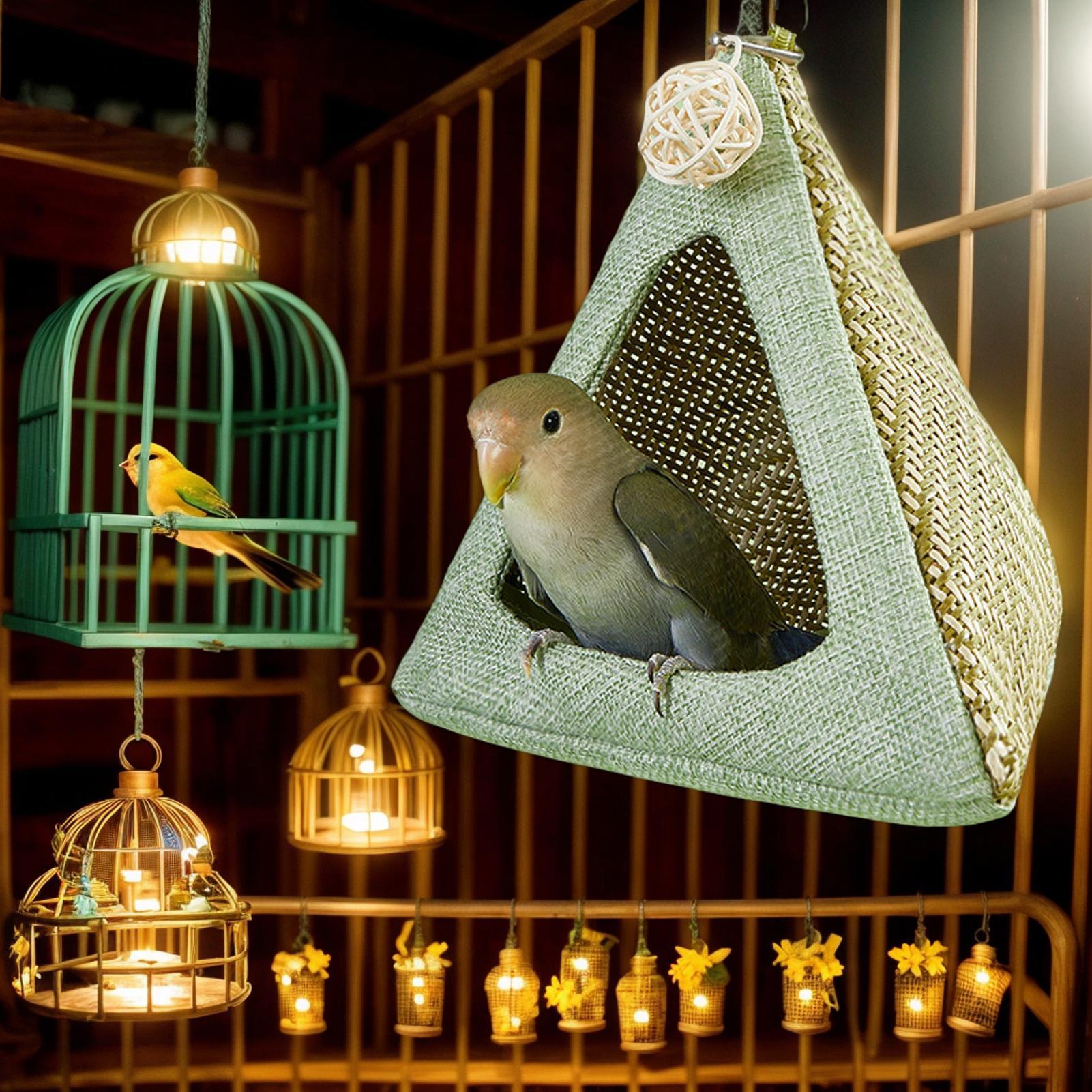

Bird Bed Hangable Parrot Hideaway Decorative Lovebird Sleeping Hideaway Breathable Cooling Nest for Cockatiel Macaw Parakeet CN