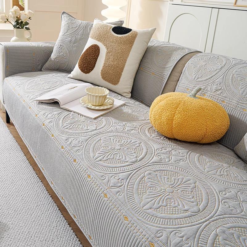 Cream Wind Sofa Cushion, High-End Sense, Universal In All Seasons, Simple And Modern Non-Slip Washed Cotton Fabric Seat Cushion Cover