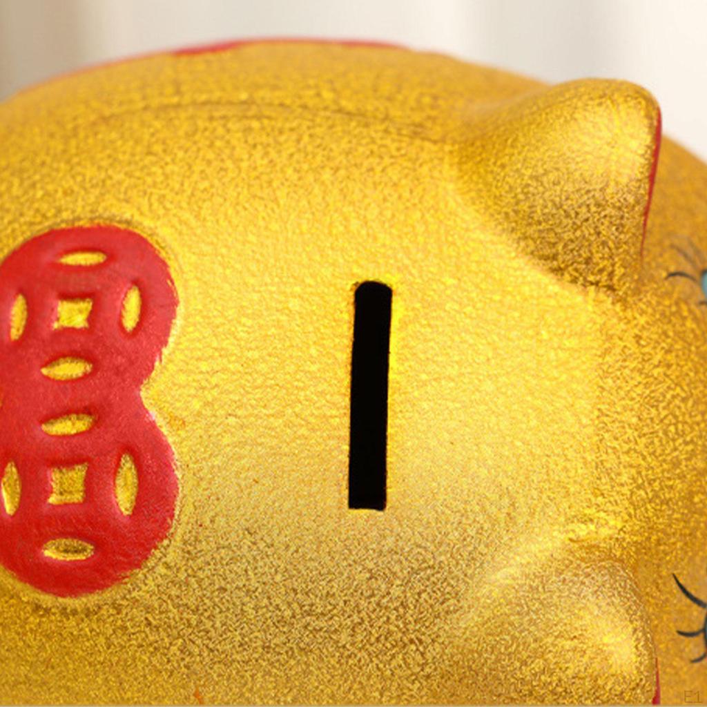Golden Pig Figurine Piggy Bank Kids Saving Pot Handmade Cute Sculpture for Wall Shelf Decor Fine