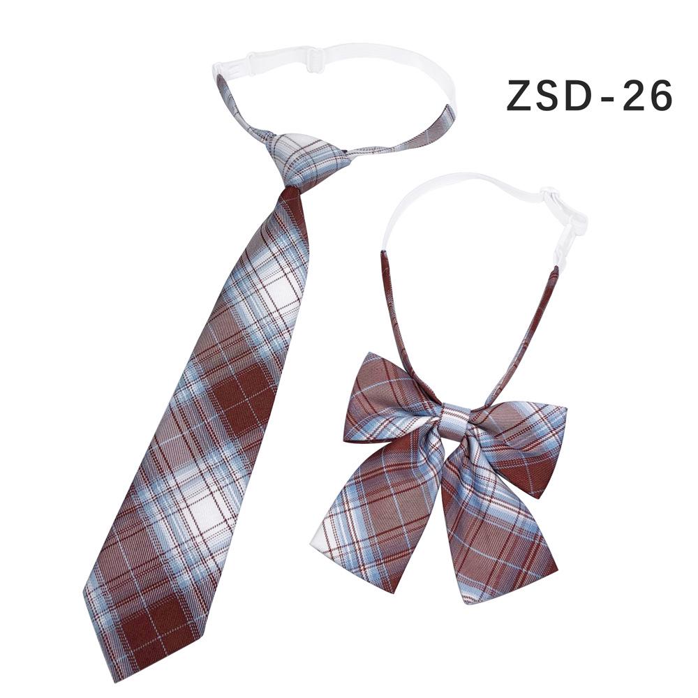 Unisex JK Collar Plaid Bowknot Flower Set - Polyester Cotton Student Uniform Accessory
