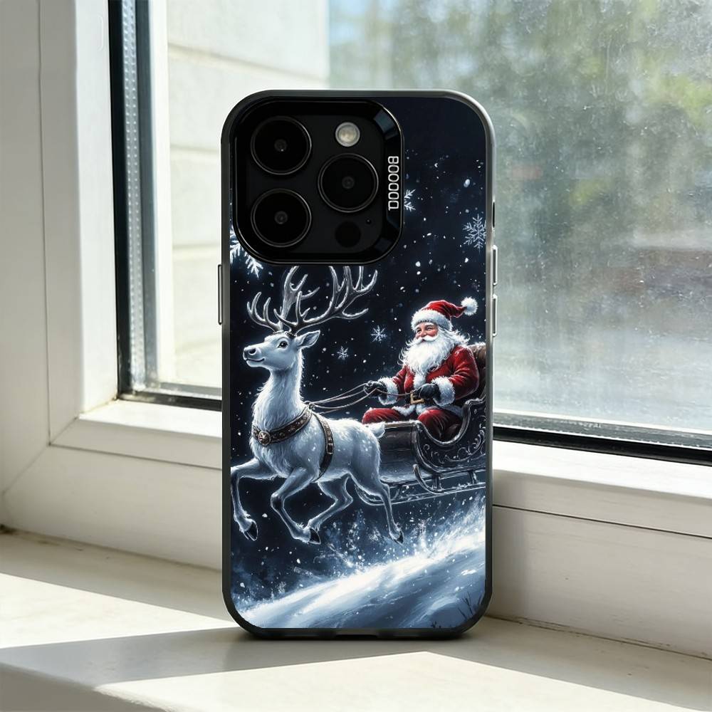 Christmas Santa Claus Phone Case For iPhone 17,16,15,14,13,12,11 Plus,Pro Max,XS,Colorful Silver Black Cover