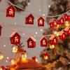 10LED Red Wooden House String Light Christmas Home Room Decoration Xmas Tree Hanging Ornaments 2026 New Year Party Kids Gifts