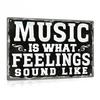 Vintage Music Quote Metal Wall Decor Sign  Music Is What Feelings Sound Like Retro Music Lover Wall Art